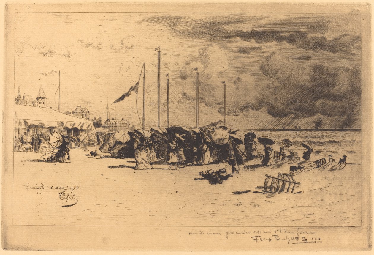 Un Grain à Trouville Squall em Trouville, 18741875. de Felix Hilaire Buhot