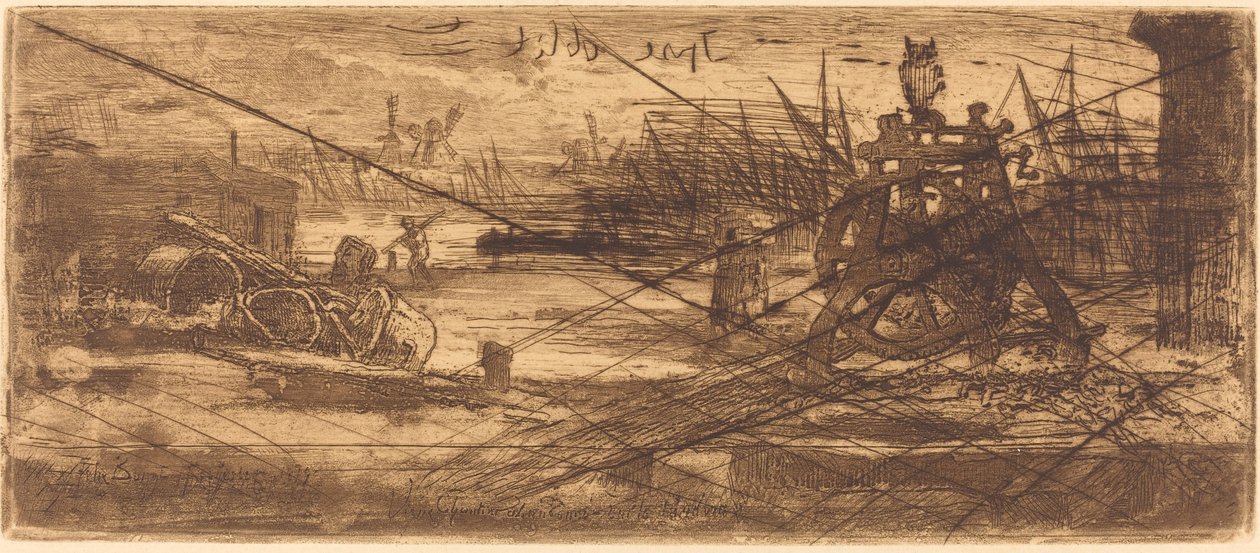 Um antigo estaleiro em Rochester de Felix Hilaire Buhot
