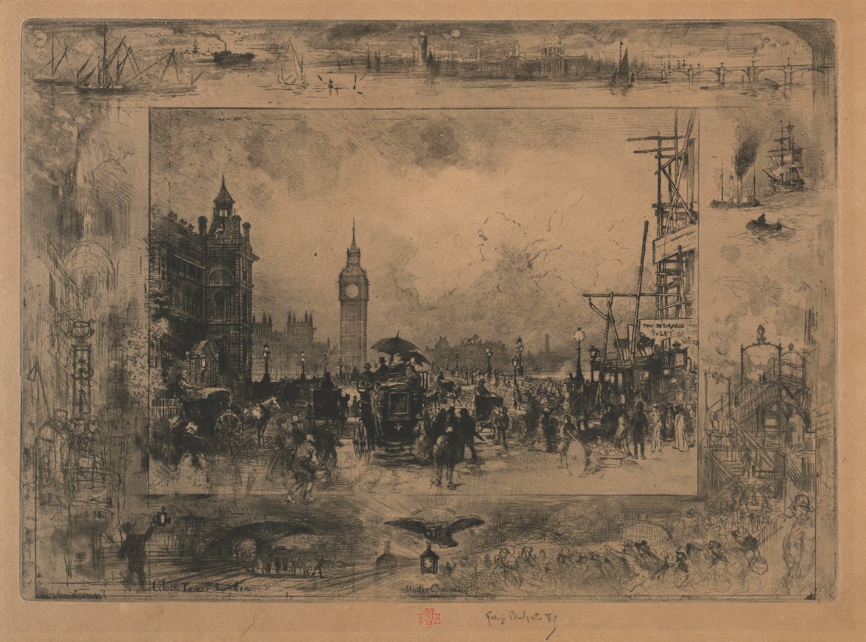 Ponte de Westminster ou Torre de Westminster de Felix Hilaire Buhot