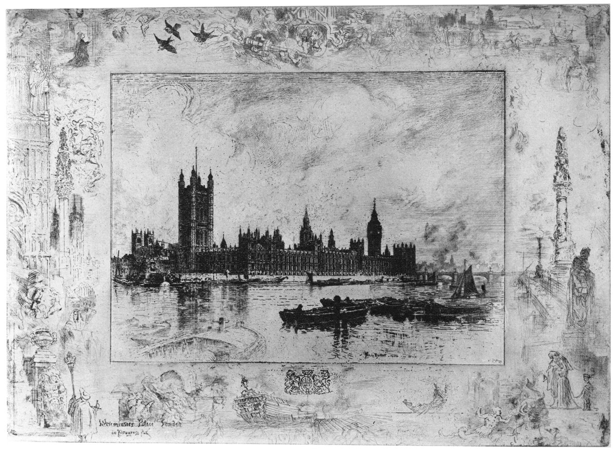 Palácio de Westminster, c1870-1900 1924 de Felix Hilaire Buhot