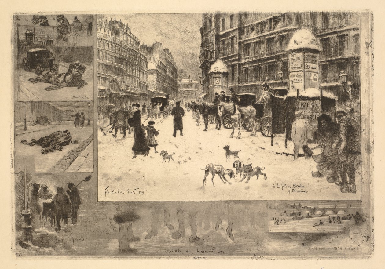 Inverno em Paris (Inverno em Paris ou Neve em Paris) de Felix Hilaire Buhot