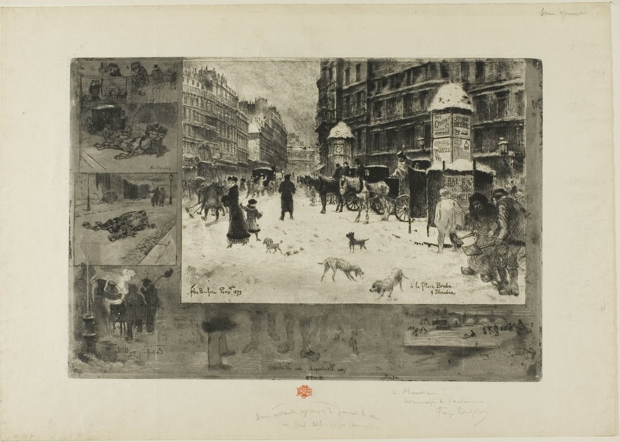 Inverno em Paris de Felix Hilaire Buhot