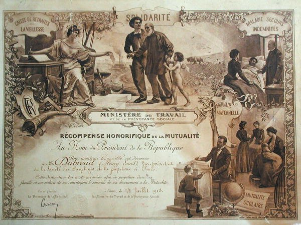Prêmio honorário concedido a Henry Dubreuil pelo Ministro do Trabalho de Felix Hippolyte Lucas