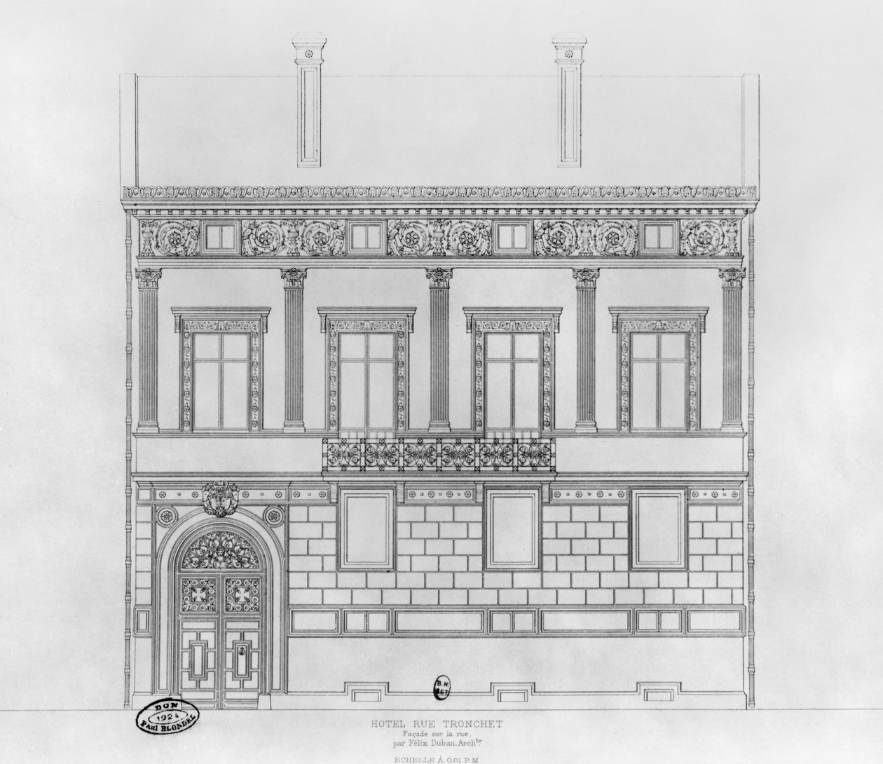 Hotel de Pourtales, fachada, 1850 de Felix Louis Jacques Duban