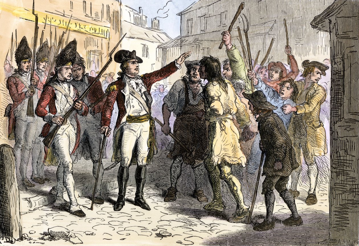 O governador real Sir William Tryon confrontou as classes populares do povo americano que se rebelavam contra os oficiais coloniais corruptos, a Carolina do Norte de Felix Octavius Carr (after) Darley