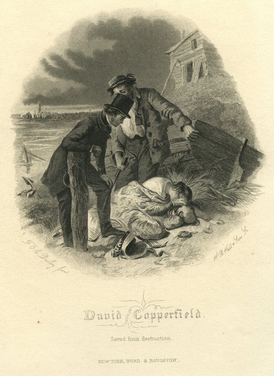 David Copperfield: salvo da destruição, gravado por HB Hall und Sons, 1867 de Felix Octavius Carr Darley
