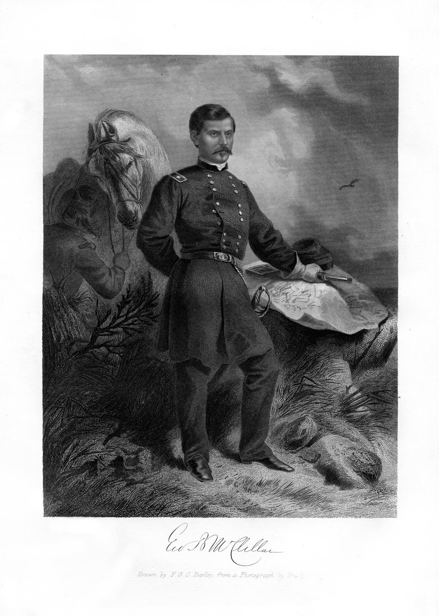 General GB McClellan, major-general da Guerra Civil Americana, 1862-1867. de Felix Octavius Carr Darley