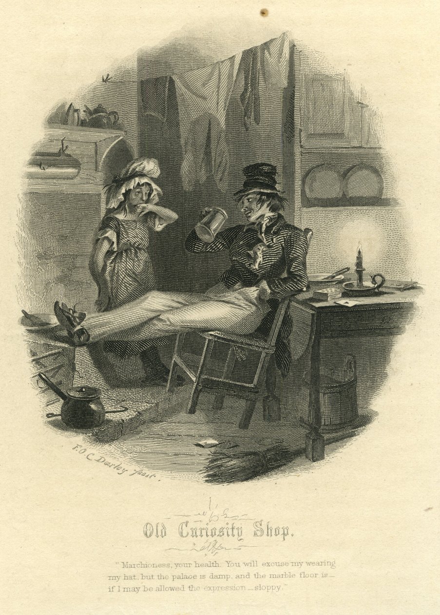 Old Curiosity Shop - A Marquesa e o Sr. Swiveller de Felix Octavius Carr Darley
