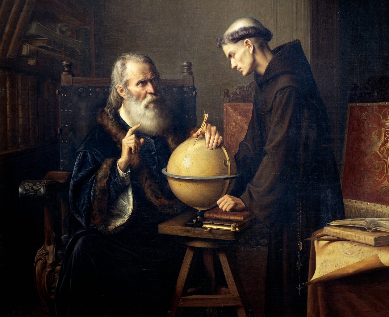 Galileu Galilei (1564-1642) explicando suas teorias na Universidade de Pádua, Pintura de Felix Parra (1845-1919) de Félix Parra