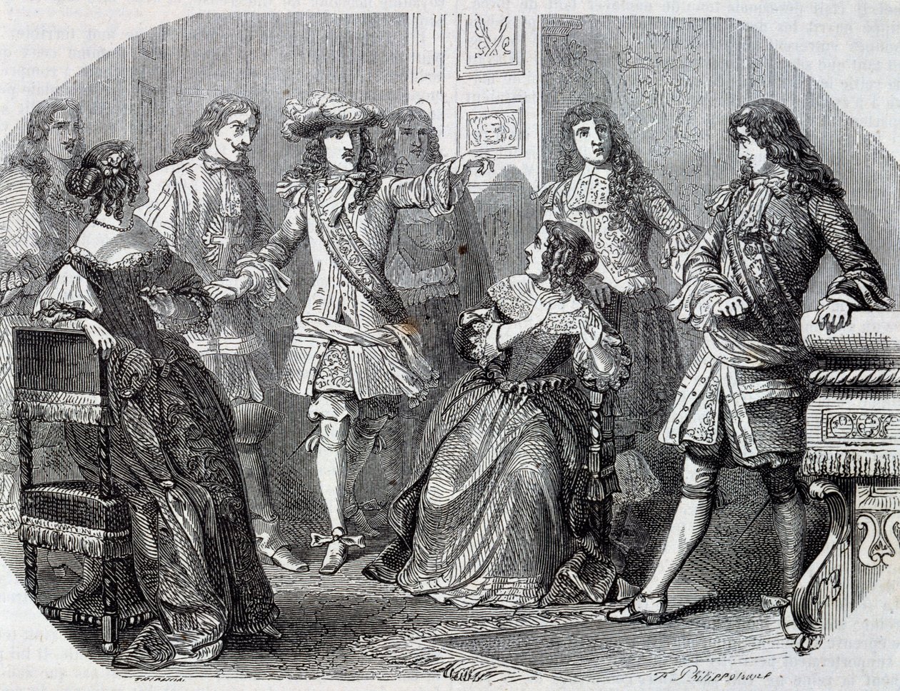 Prisão de Nicolas Fouquet, superintendente de finanças, gravura de Henri Felix Emmanuel Philippoteaux (1815-1884) de Vicomte de Bragelonne, de Alexandre Dumas (1802-1870) de Felix Philippoteaux