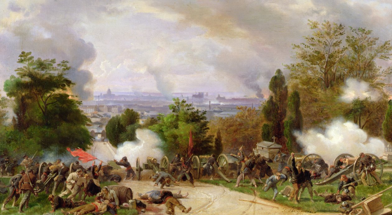 Combate no cemitério de Pere Lachaise em 1871 (óleo sobre tela) de Felix Philippoteaux