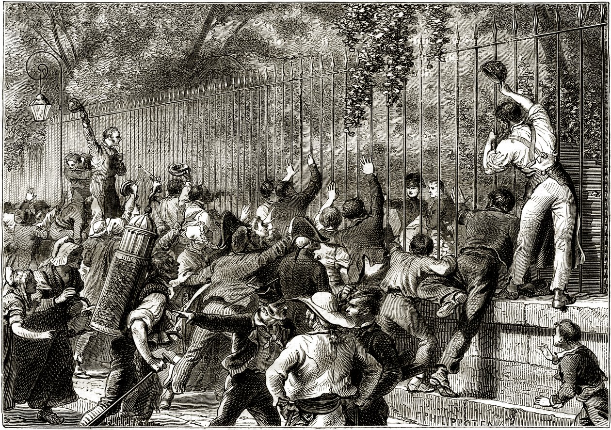 A multidão em Paris aclama Napoleão I, acompanhado por Lucien Bonaparte de Felix Philippoteaux