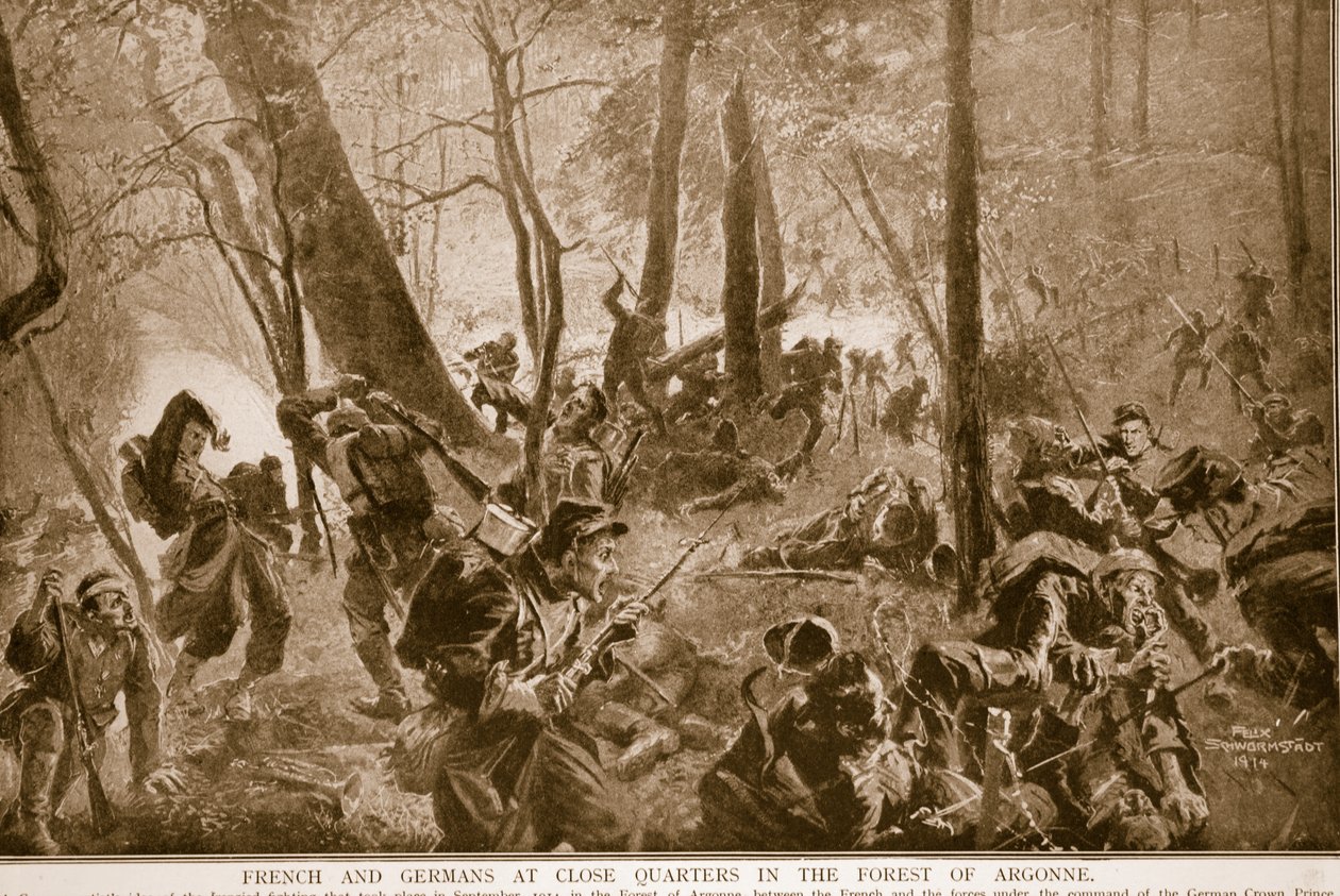 Franceses e alemães de perto na floresta de Argonne, 1914-19 de Felix Schwormstadt