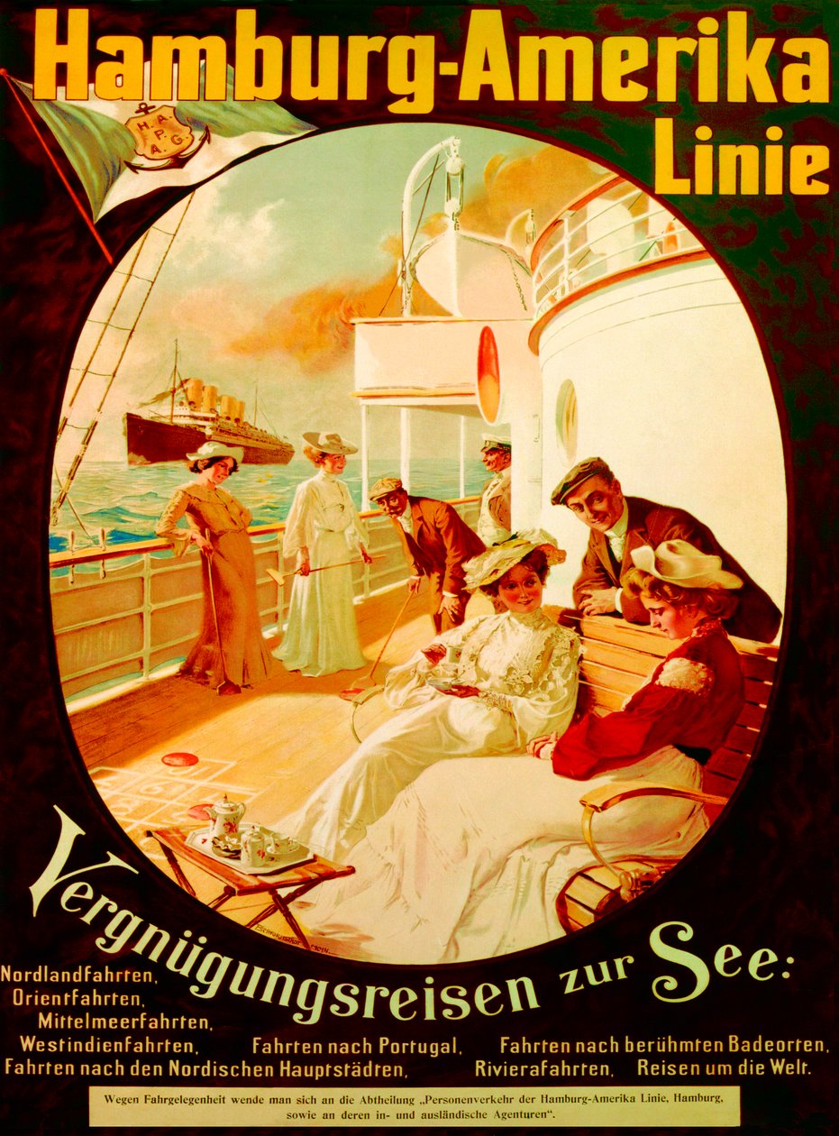 &39;Prazer Cruzeiro no Mar&39;, cartaz publicitário da Hamburg American Line, 1904 de Felix Schwormstadt