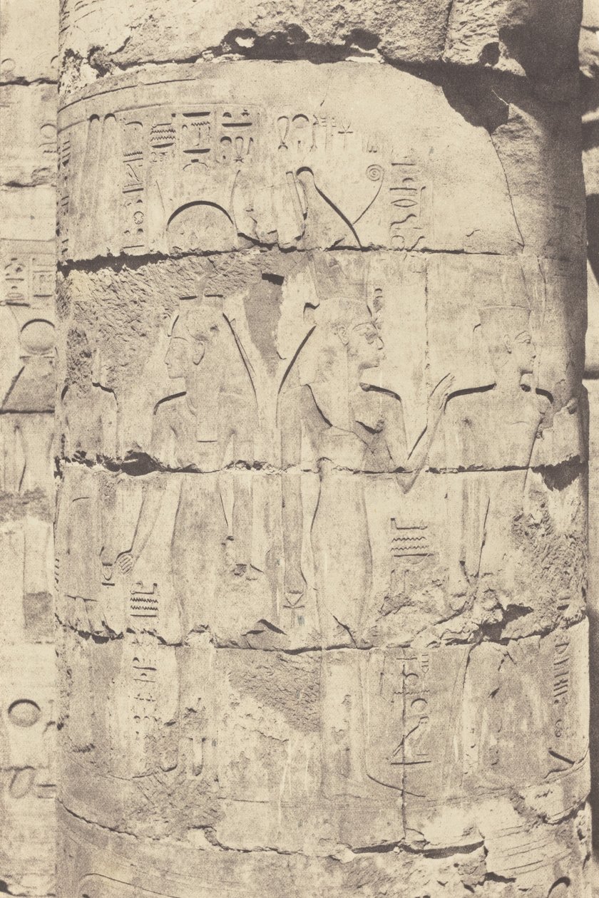 Karnak (Tebas), Palácio--Salão dos hipostilos--Colunata central--Decoração de um Fut,1853 (foto) de Félix Teynard