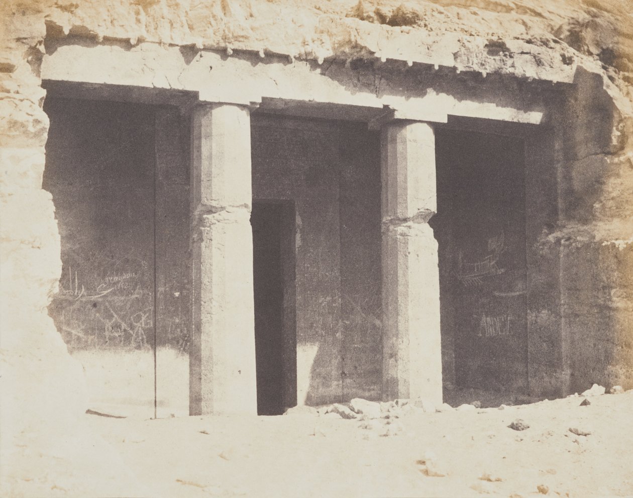 Arquitetura escavada na rocha - Túmulo de Khnumhotep, Beni Hasan de Félix Teynard
