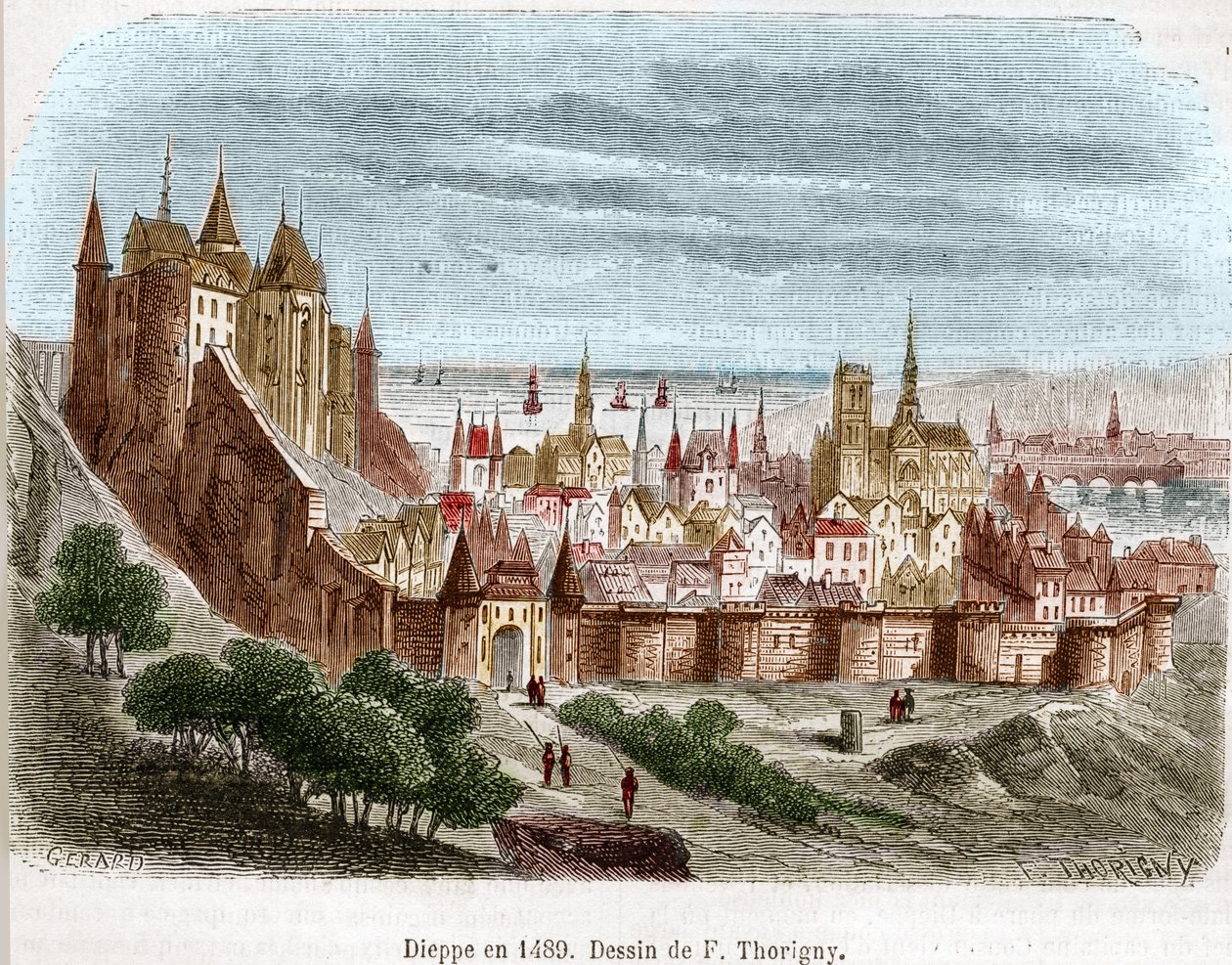 A cidade de Dieppe com seu castelo (Seine Maritime) (76) na Normandia em 1489. de Felix Thorigny