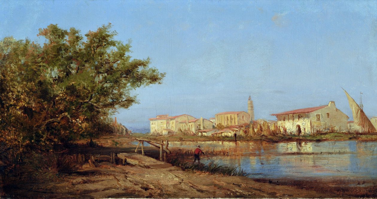 Mas em Martigues. Pintura de Felix ZIEM (1821-1911). Óleo sobre tela. Tamanho: 29x55cm. Menção obrigatória: coleção de fundação Regards de Provence, Marselha de Félix Ziem