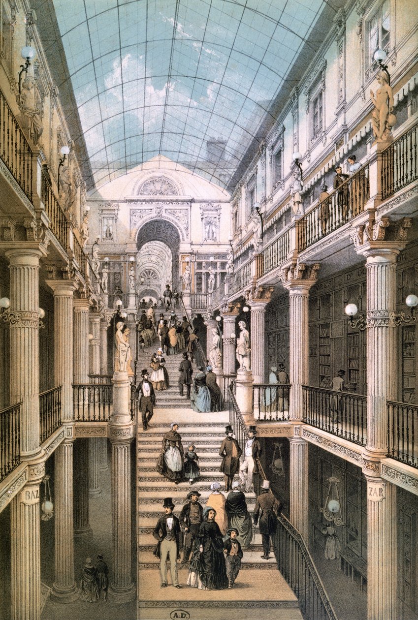 A passagem Pommeraye em Nantes, c.1843 de Felix after Benoist