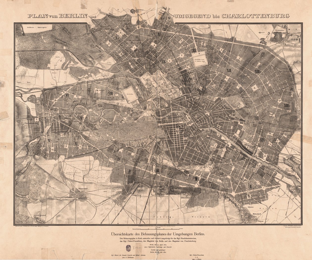 Mapa de esboço do plano de desenvolvimento dos arredores de Berlim. de Ferdinand Boehm
