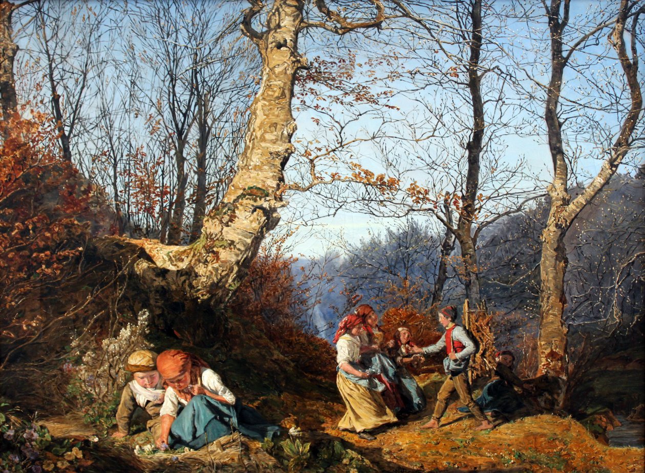 Início da Primavera na Floresta de Viena de Ferdinand Georg Waldmuller