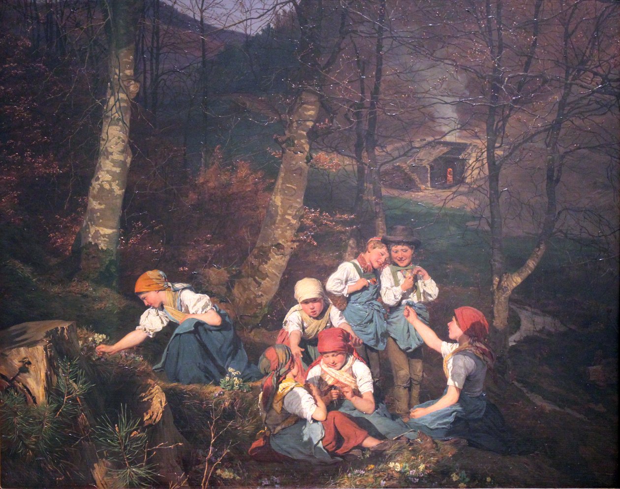 Crianças na floresta de Ferdinand Georg Waldmuller