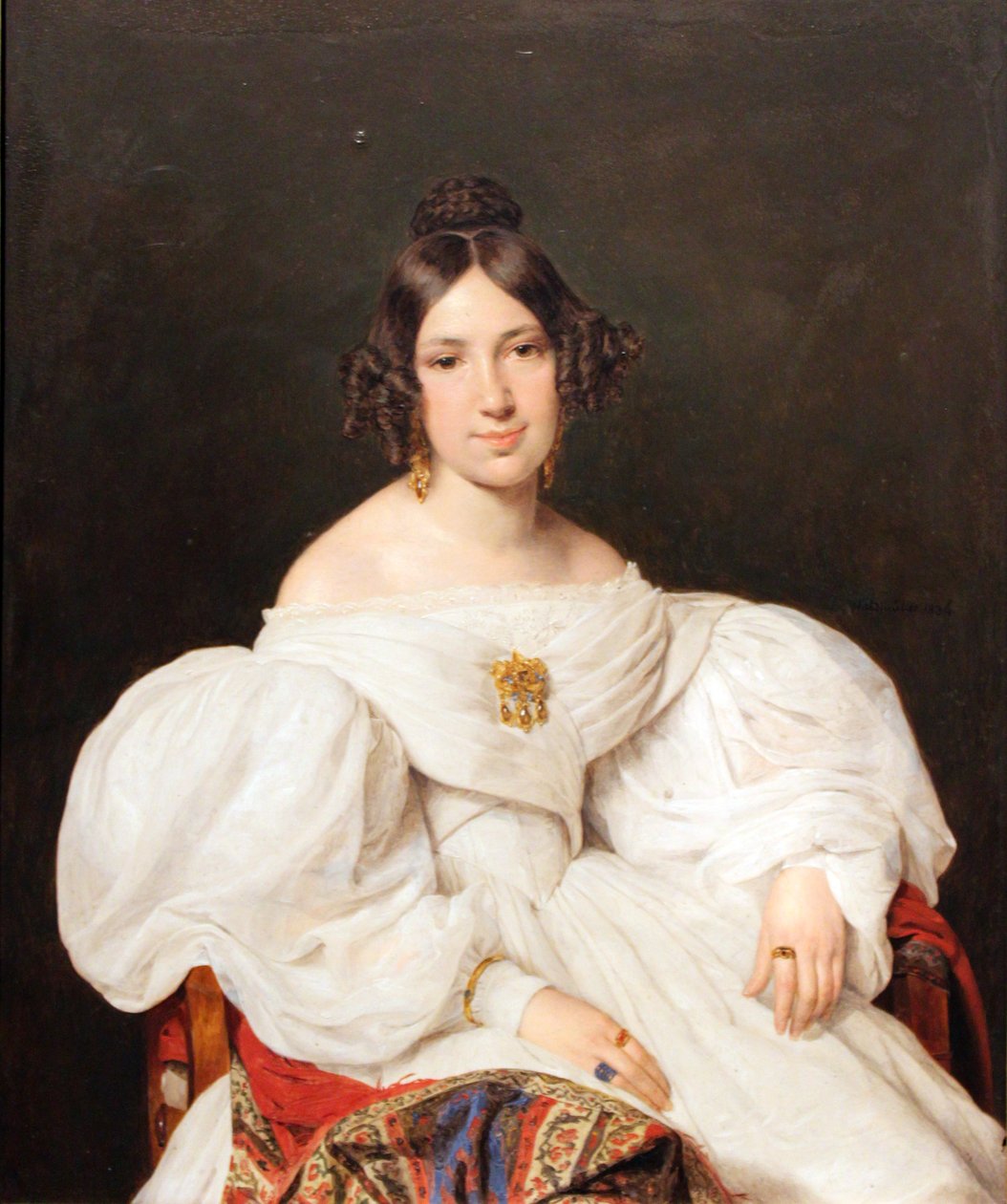 Retrato de Louise Mayer (Feldmüller nascido) de Ferdinand Georg Waldmuller