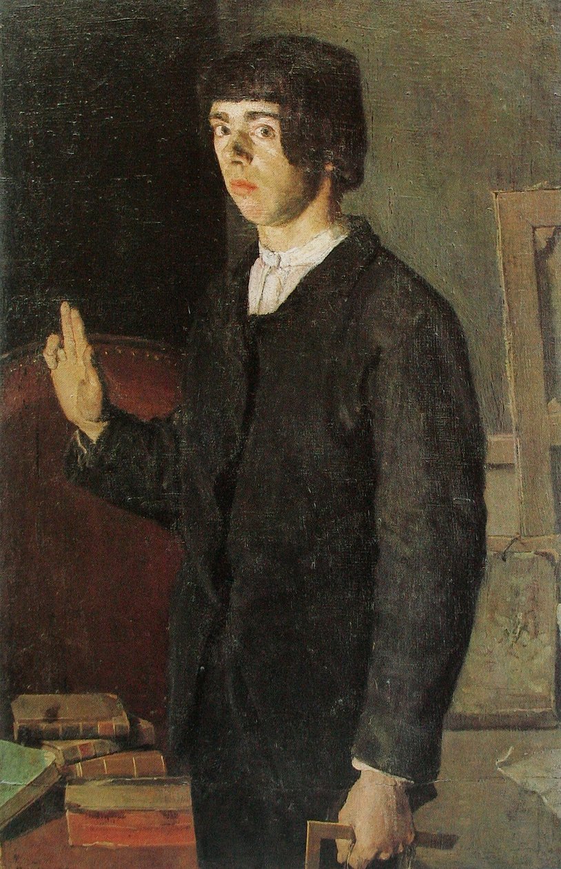 O estudante, autorretrato.nTítulos alternativos: nGerman: Auto-retrato: O aluno. de Ferdinand Hodler
