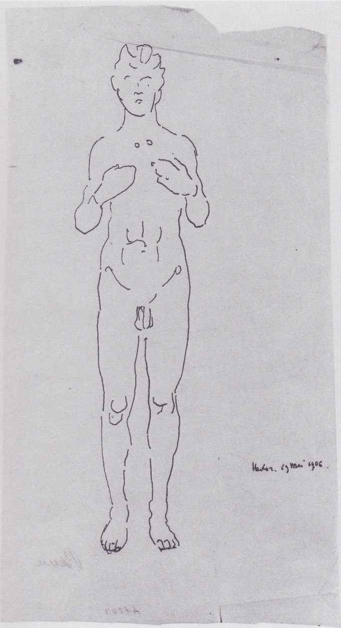 Figura estudo para olhar para o infinito IIIn. de Ferdinand Hodler