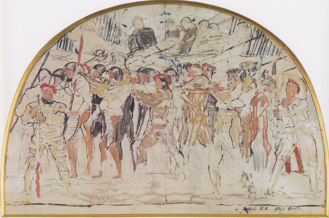 Estudo de composição sobre o recuo de Marignanon de Ferdinand Hodler