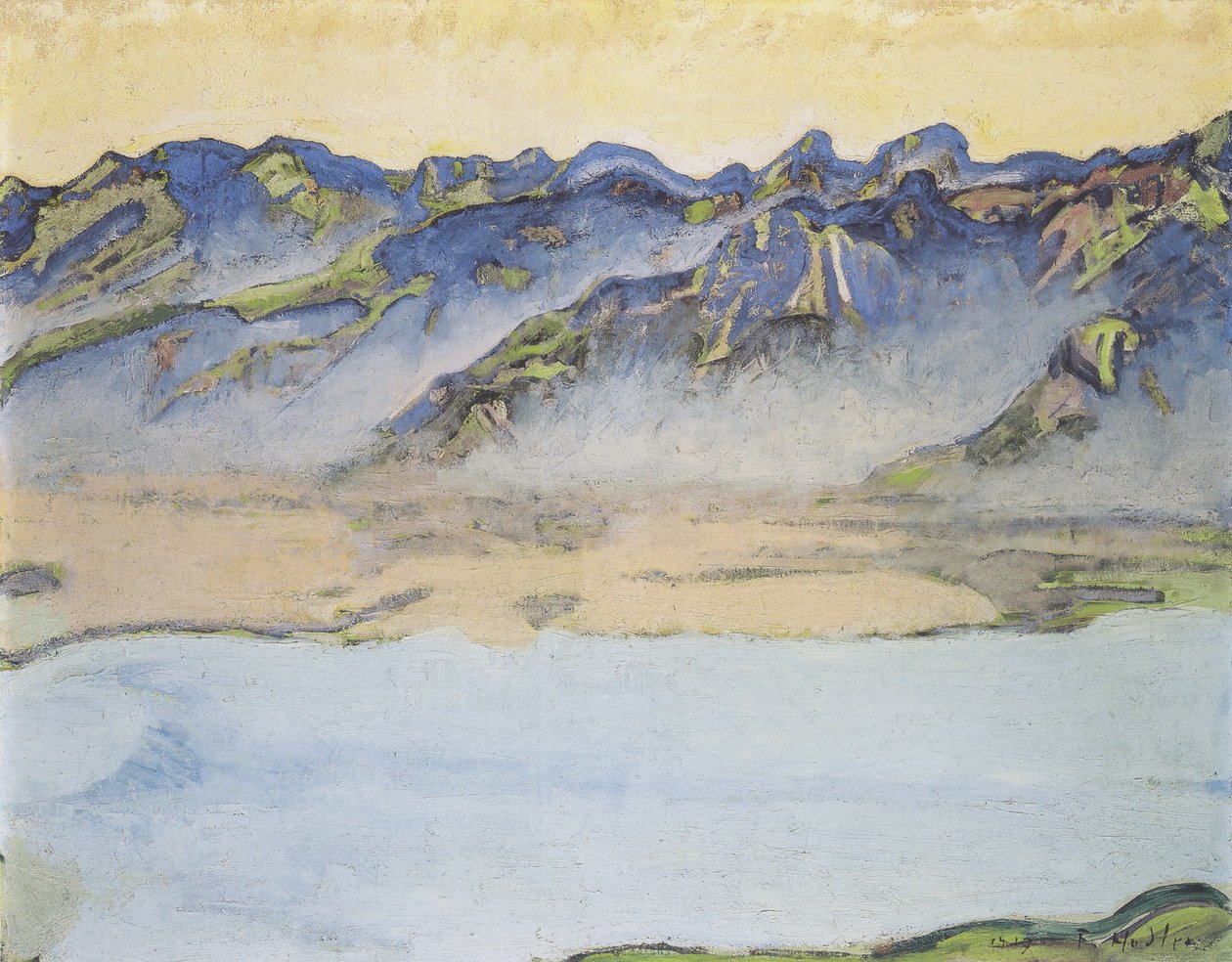Névoa ascendente sobre os Alpes do Savoy de Ferdinand Hodler