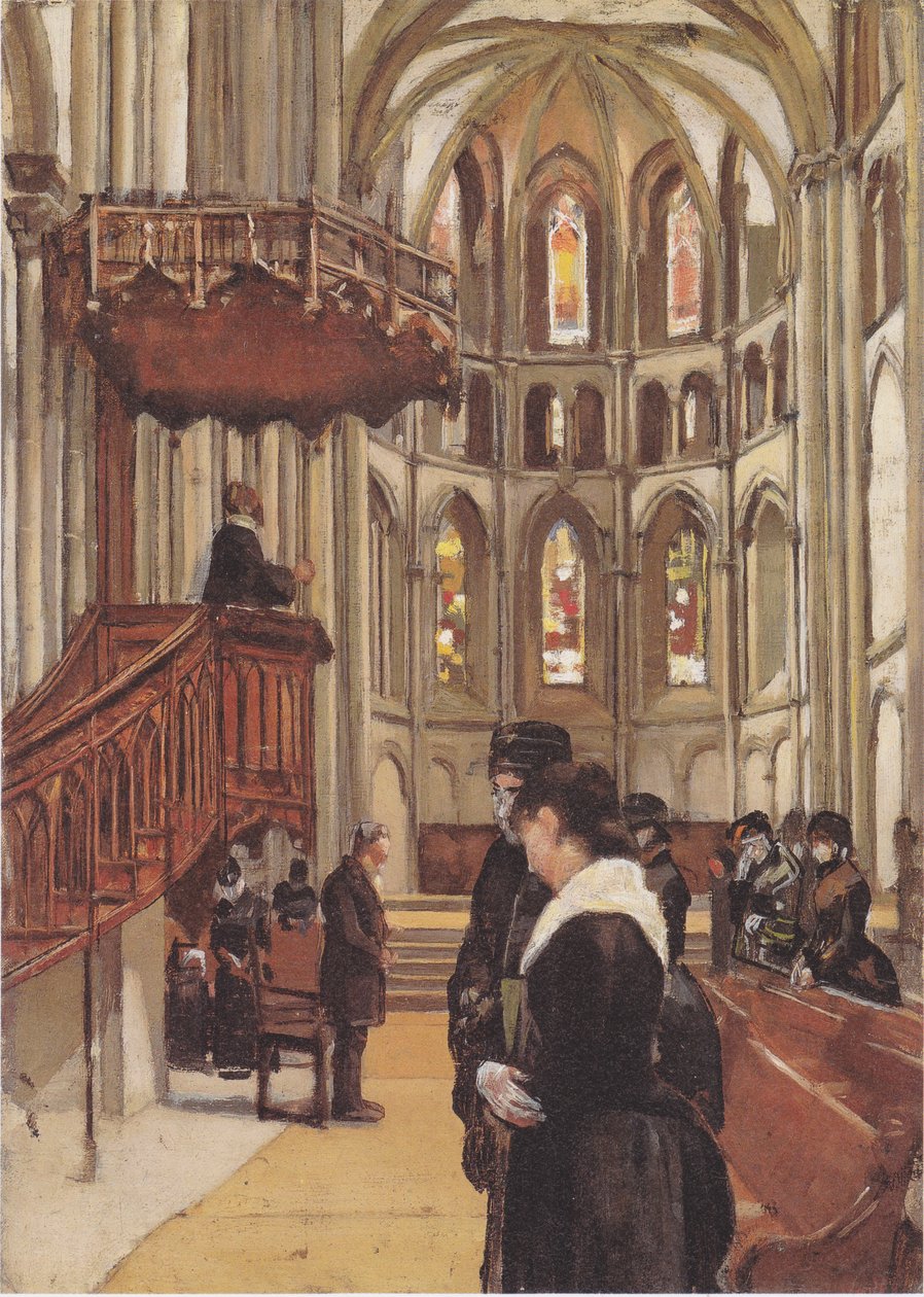 A oração na catedral Saint-Pierre em Genebra de Ferdinand Hodler