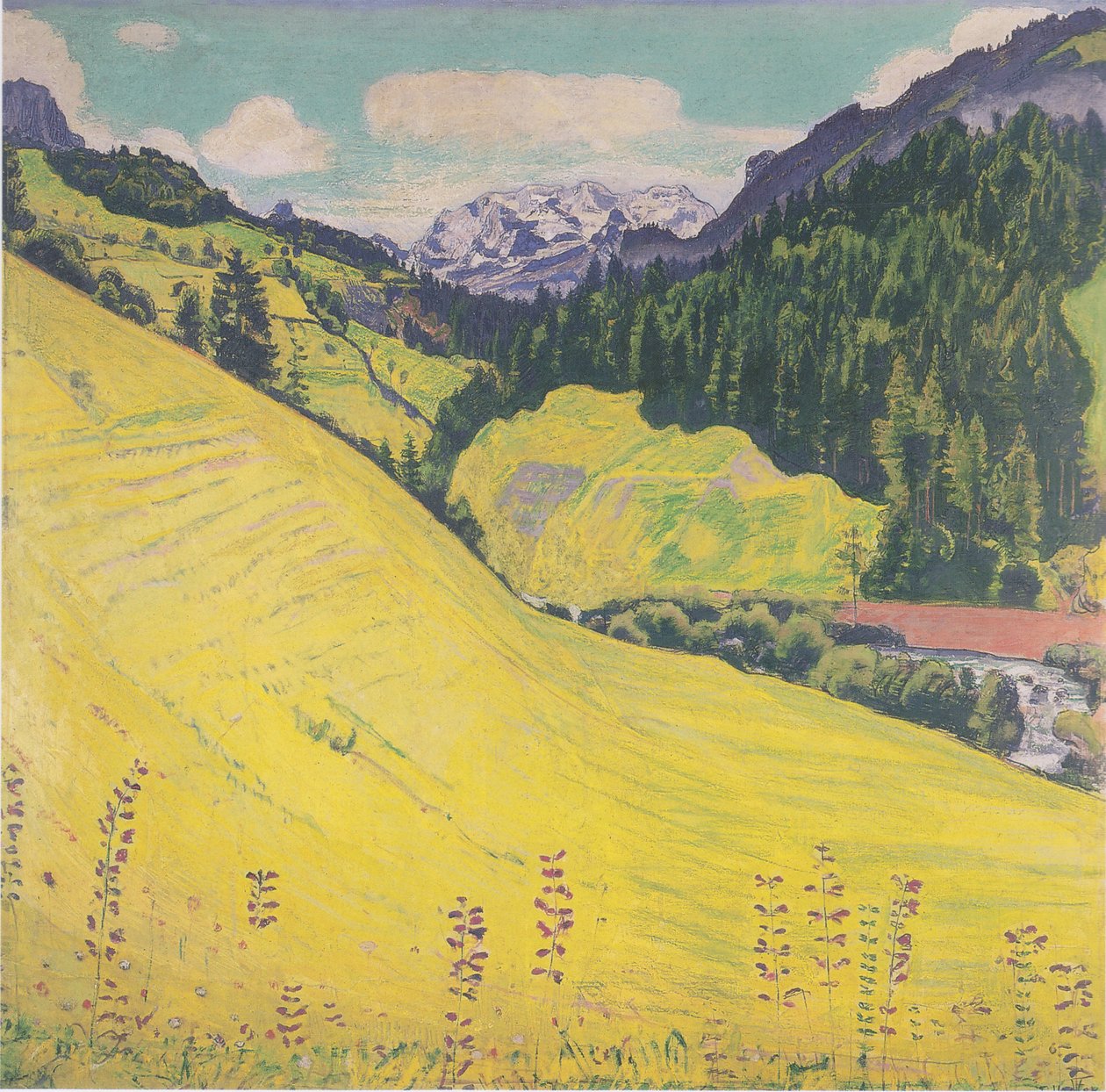 Kiental com Blümlisalp de Ferdinand Hodler