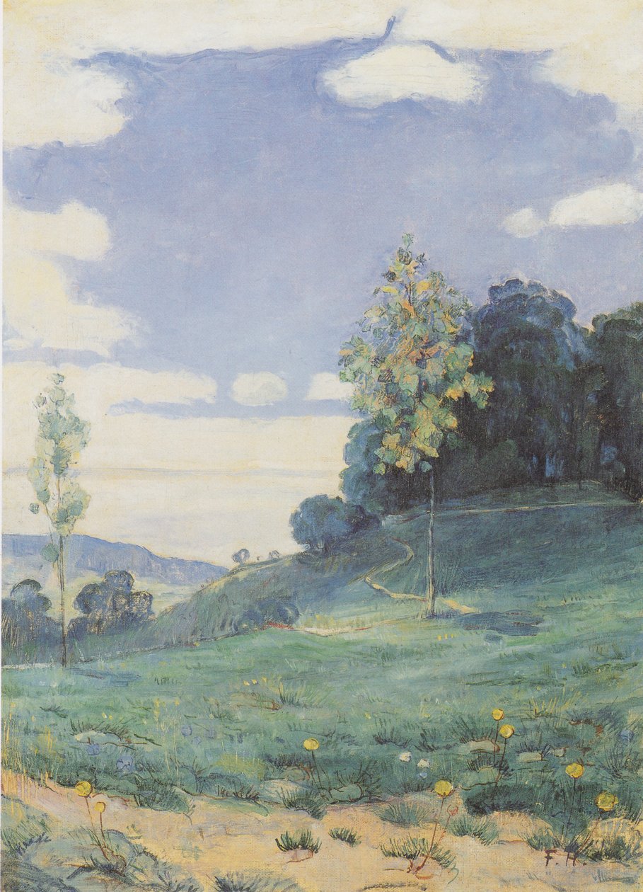Paisagem, com, dois, pequeno, árvores de Ferdinand Hodler