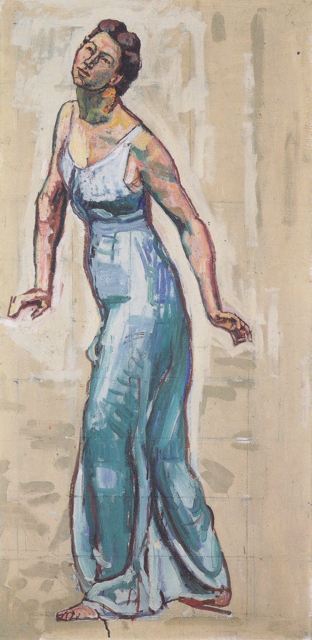 Figura de mulher andando em Gwand azul de Ferdinand Hodler