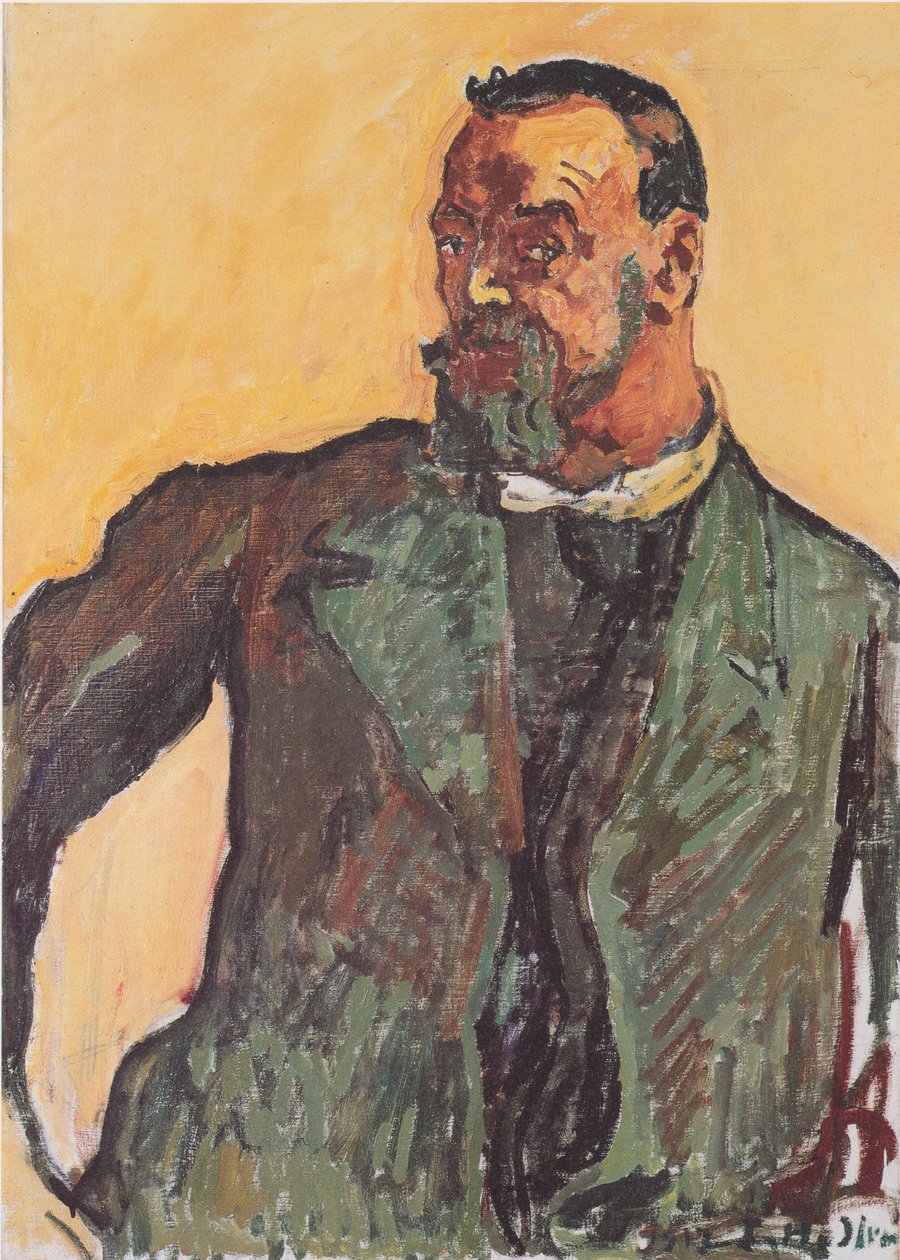 Auto-retrato com túnica verde de Ferdinand Hodler