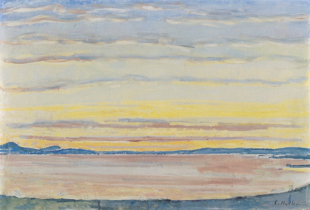 Pôr do sol no lago de Genebra de Ferdinand Hodler