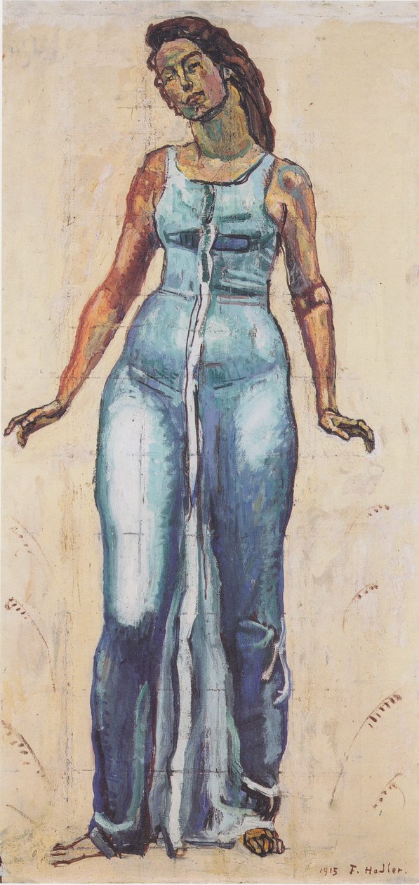 Figura feminina em pé em um manto azul de Ferdinand Hodler