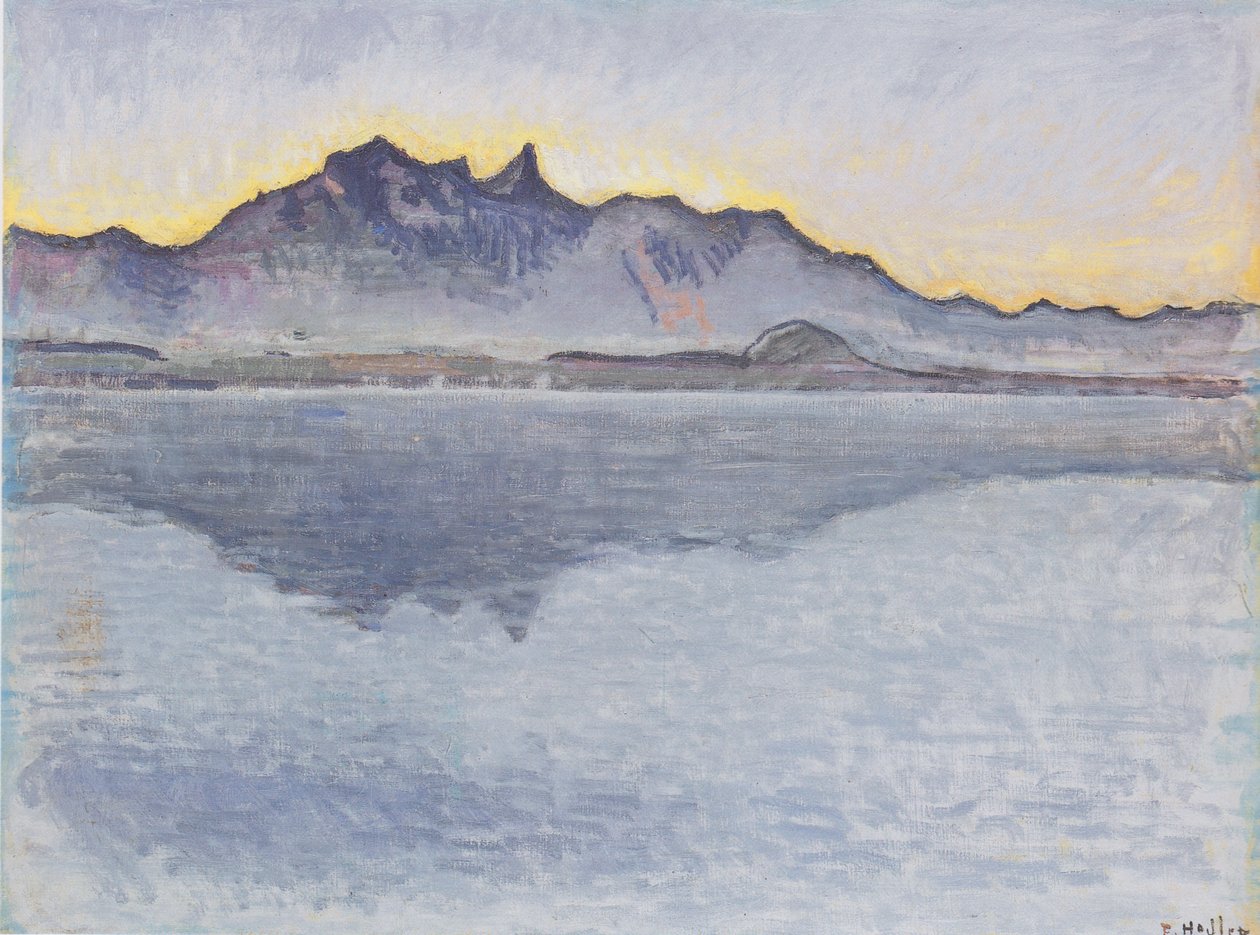 Lago Thun com corrente Stockhorn à noite de Ferdinand Hodler