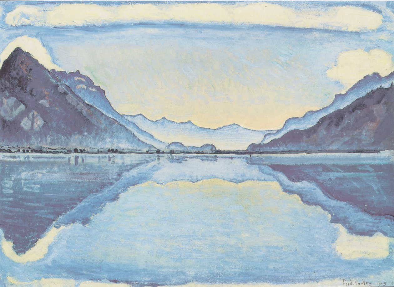 Lago Thun com reflexo simétrico de Ferdinand Hodler