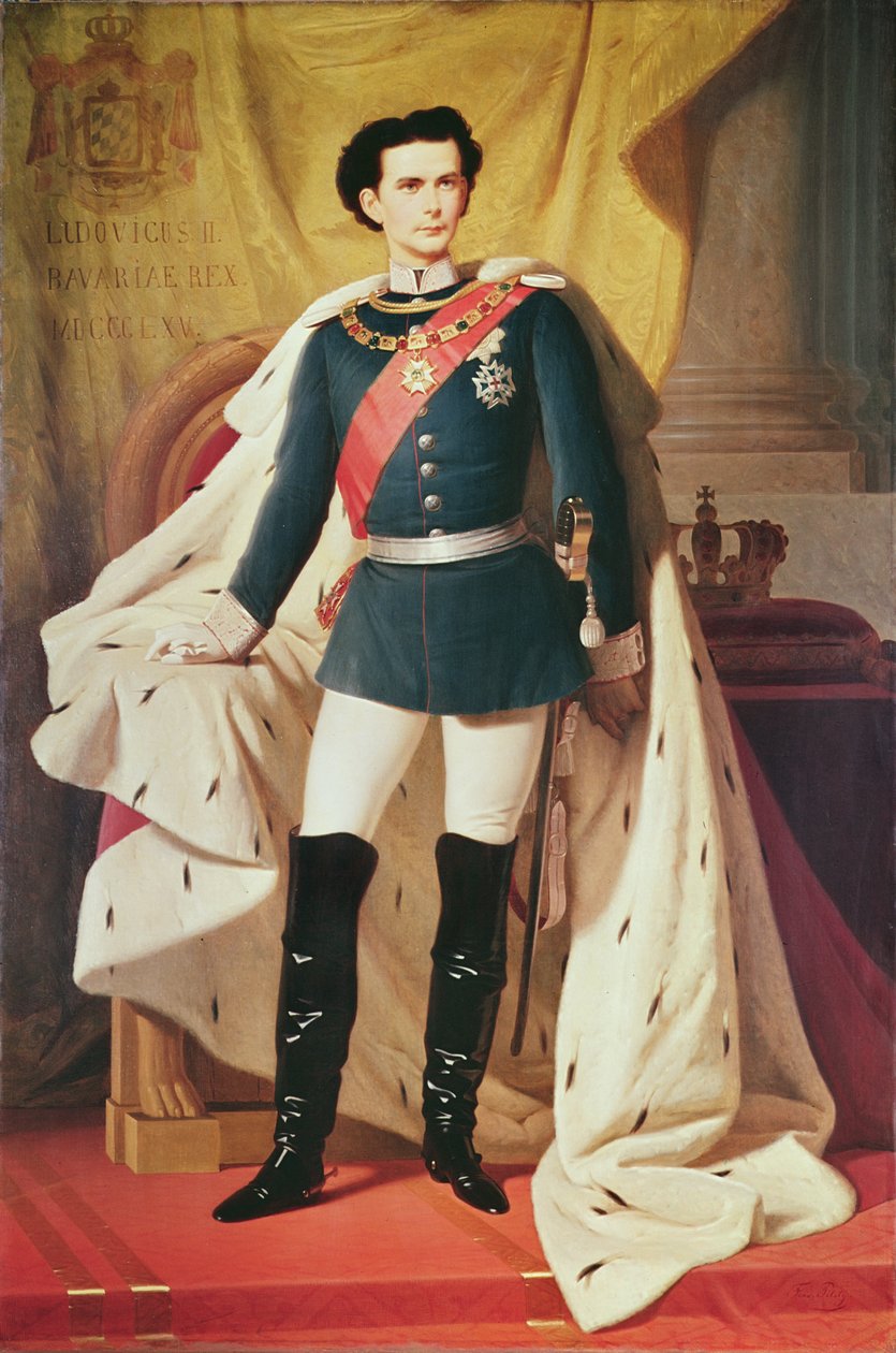 Retrato de Ludwig II (1845-1886) da Baviera de uniforme, 1865 de Ferdinand II Piloty