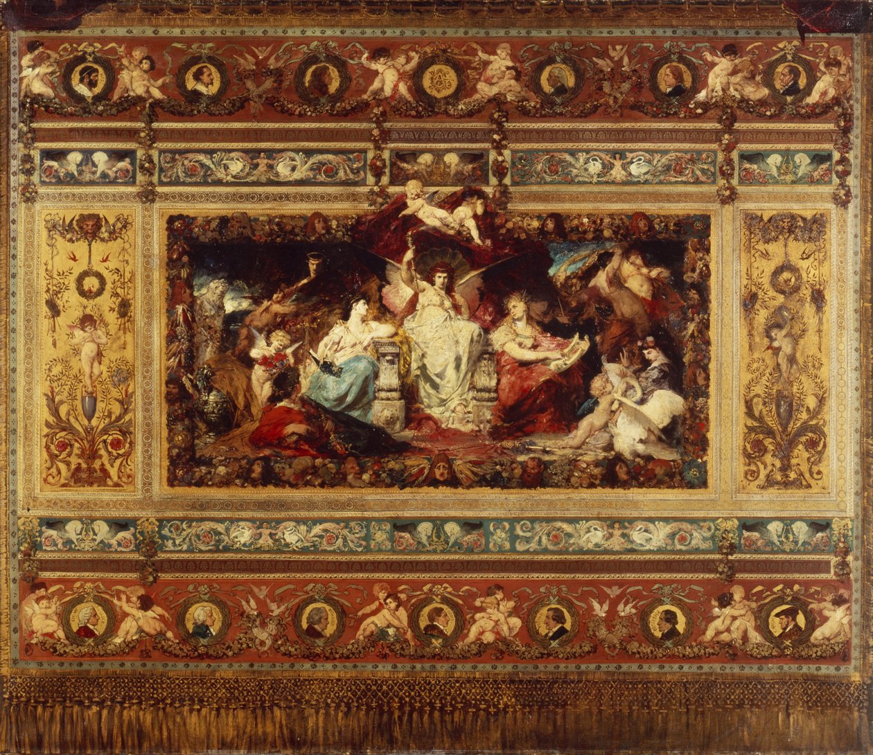 Design para a cortina da ópera de Dresden, 1876 de Ferdinand Keller