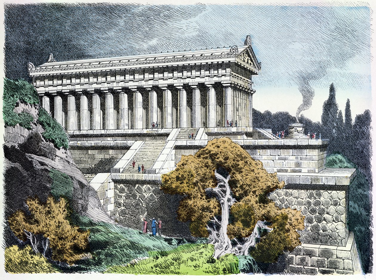 Templo de Diana em Éfeso de uma série de &39;Sete Maravilhas do Mundo Antigo&39; publicado em &39;Muenchener Bilderbogen&39;, 1886 (gravura a cores) de Ferdinand Knab