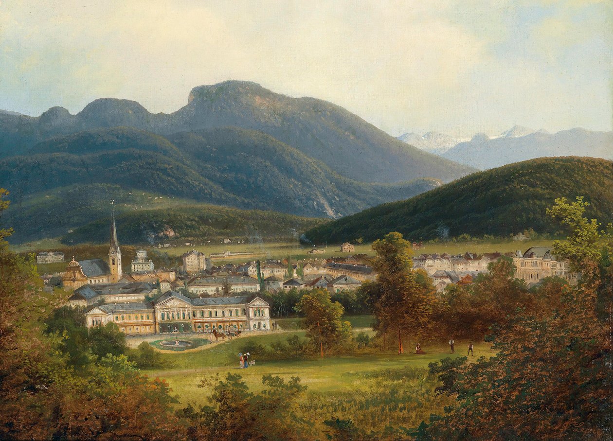 Vista, de, Ischl, e, a, Kaiservilla, em, a, fundo, a, Dachstein de Ferdinand Lepie