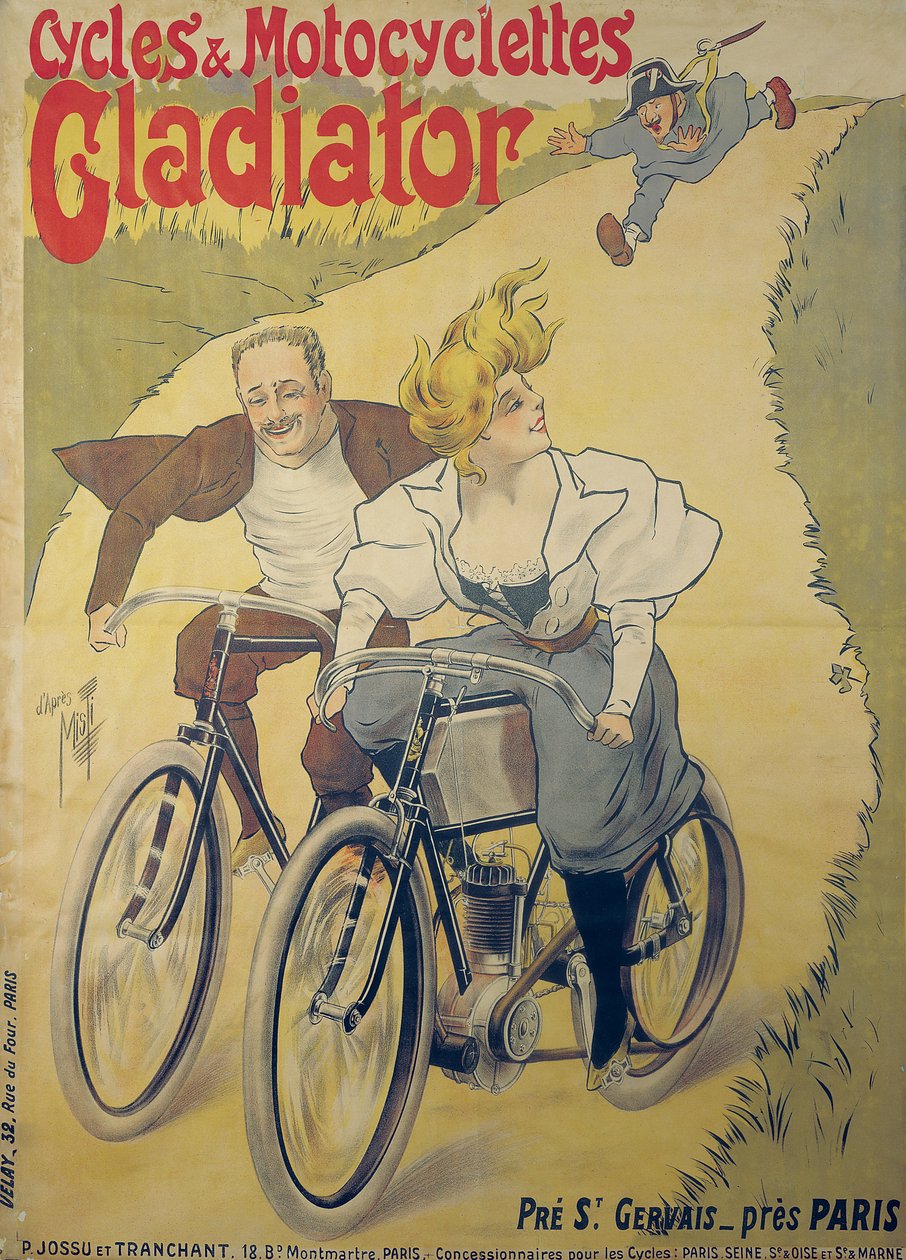 Poster publicidade Gladiador bicicletas e motocicletas de Ferdinand Misti Mifliez