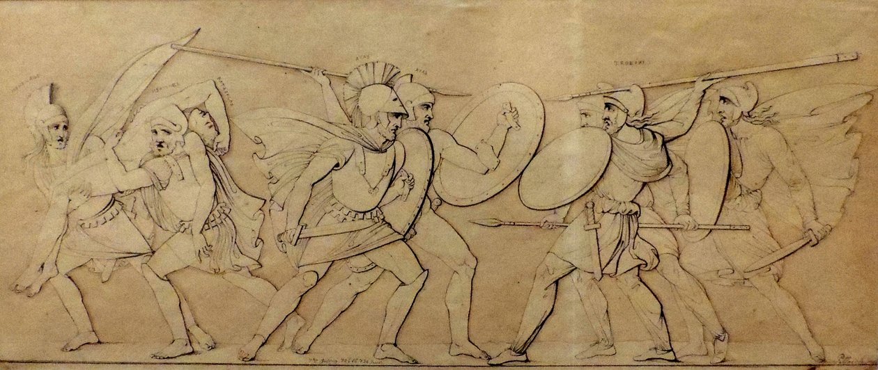 Combate entre gregos e troianos, estudo para alívio de Ferdinand Pettrich