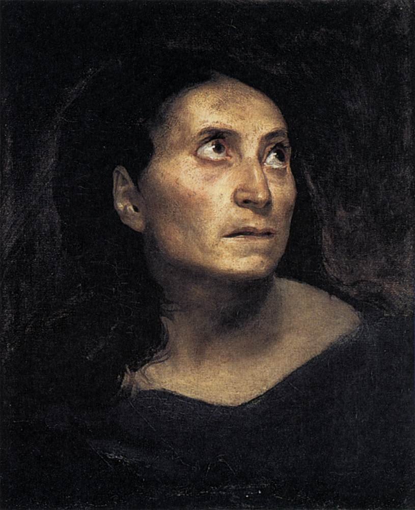 Cabeça de mulher velha de Ferdinand Victor Eugene Delacroix