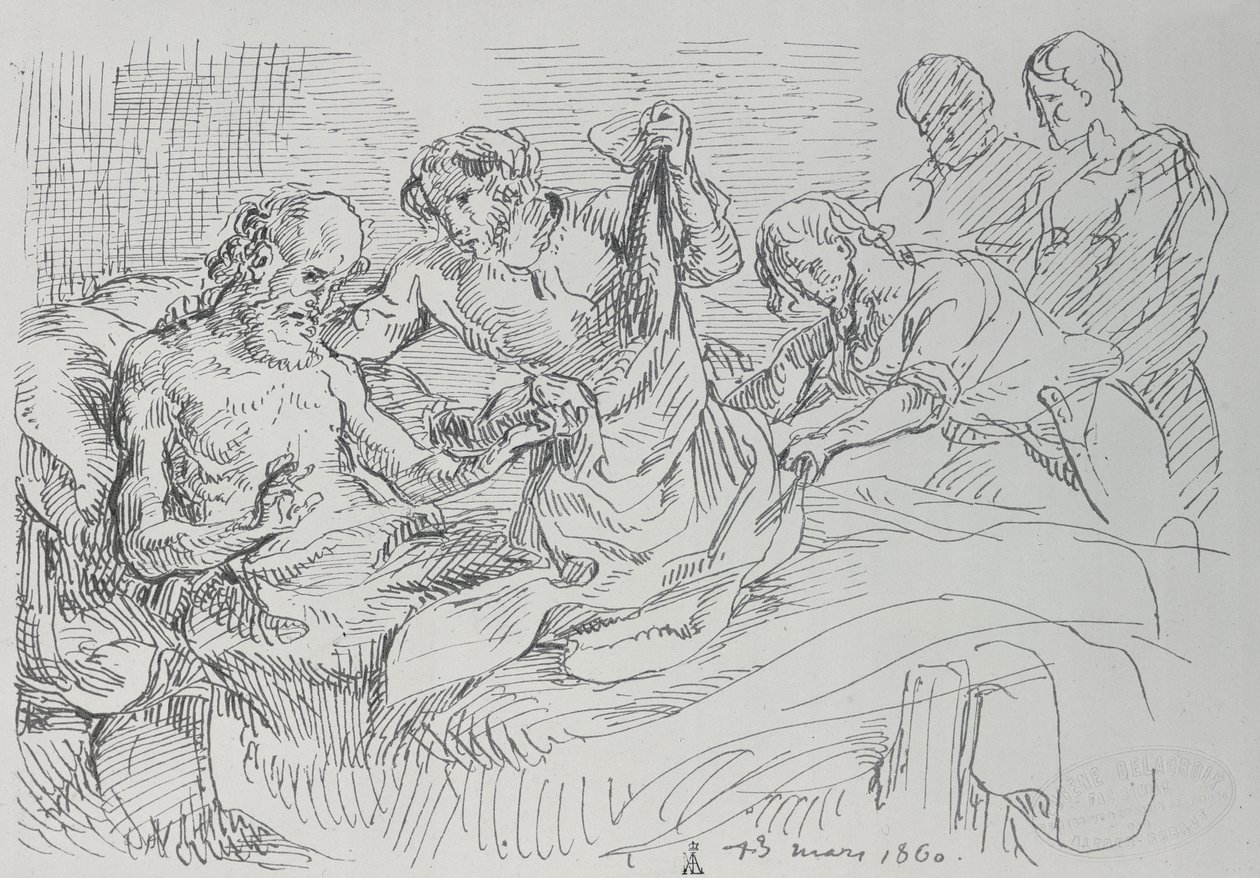 Um homem idoso na cama, 1860 de Ferdinand Victor Eugene Delacroix