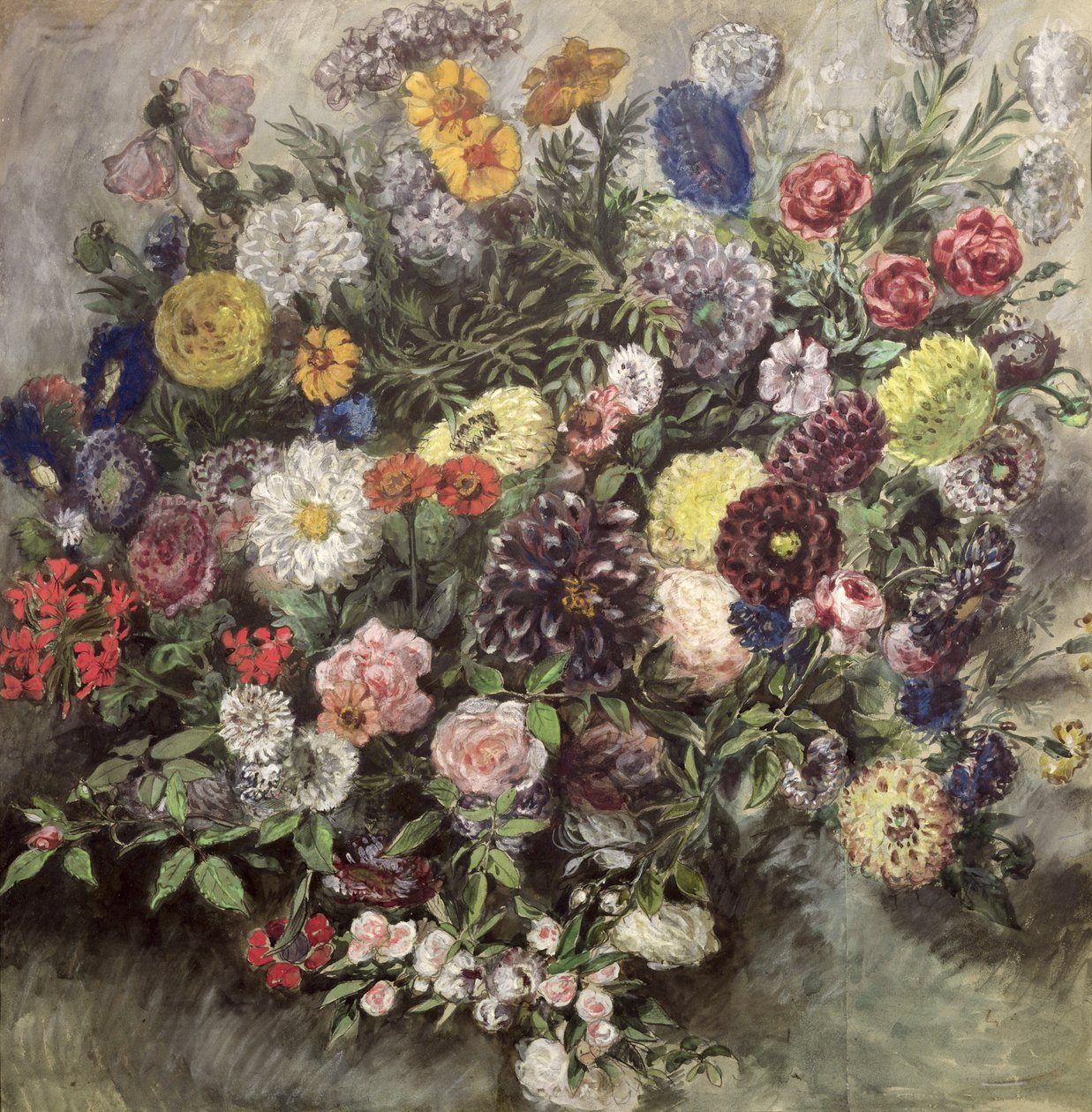Bouquet de Flores (wc, guache e pastel sobre papel) de Ferdinand Victor Eugene Delacroix