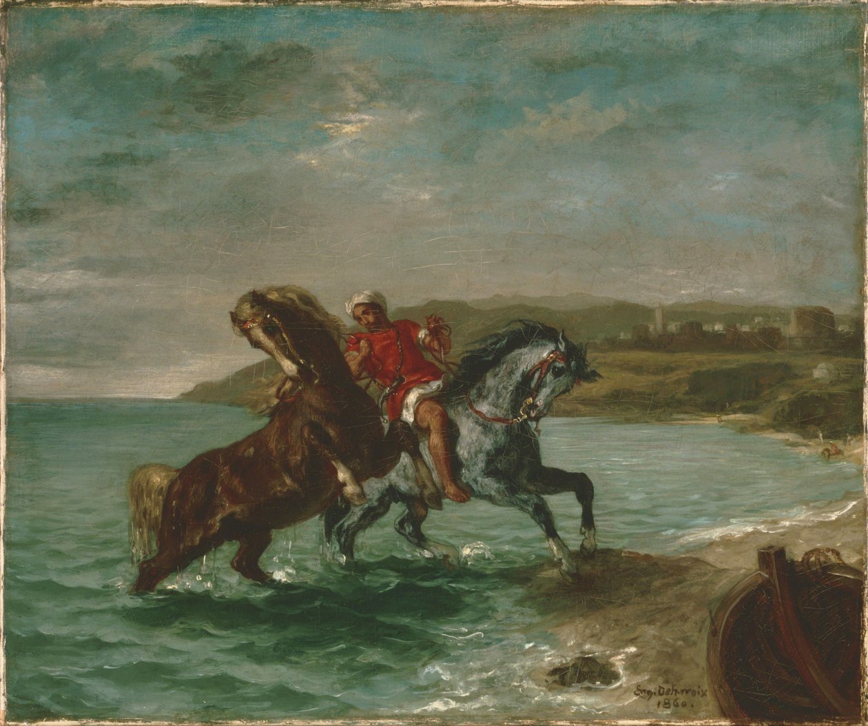 Cavalos saindo do mar de Ferdinand Victor Eugene Delacroix